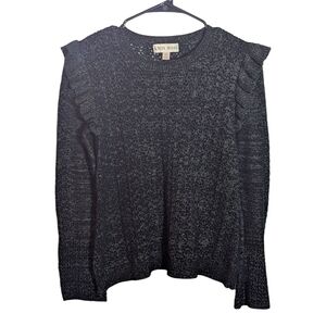 Knox Rose Black Sweater with Ruffle Details Sz XS